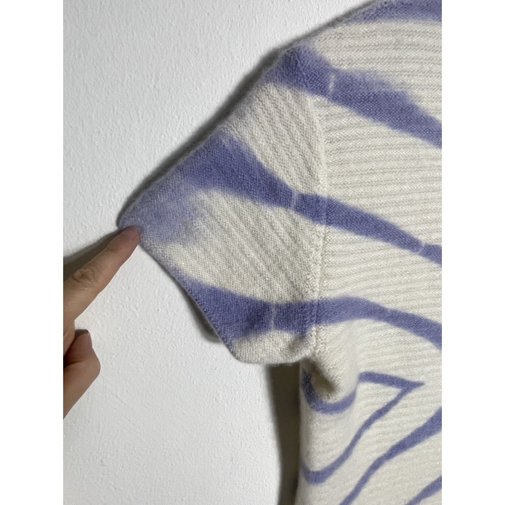 THE ELDER STATESMAN Bermuda Ivory & Blue Cashmere T-Shirt Luxury Handspun S - Picture 10 of 14